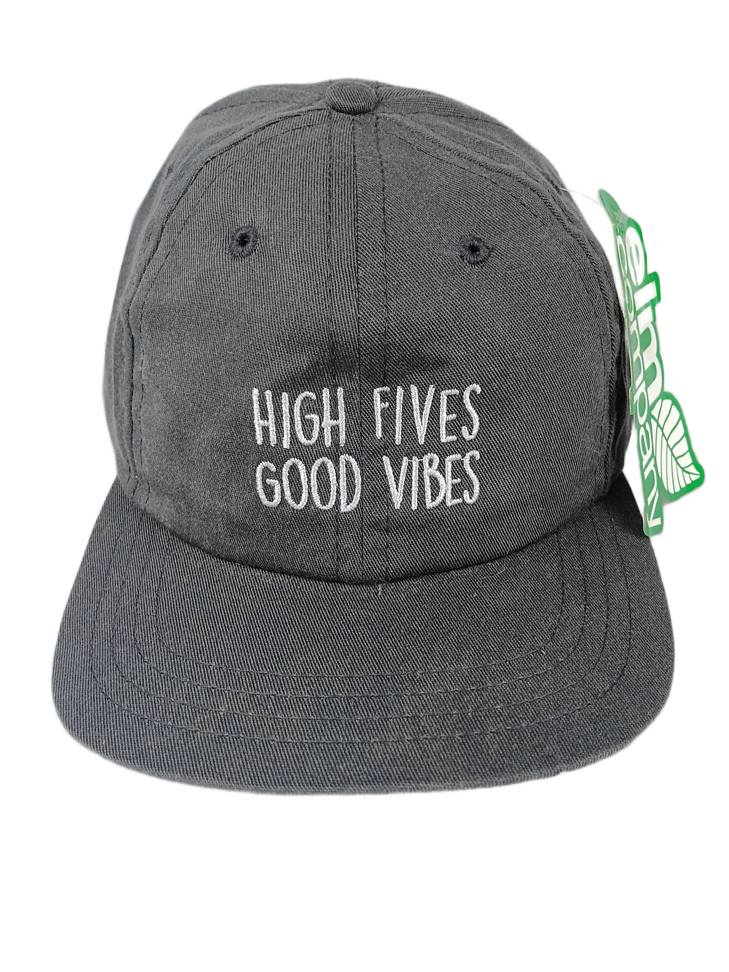 Elm High Fives Good Vibes Grey White One Size Fits All Vintage Strapback Hat