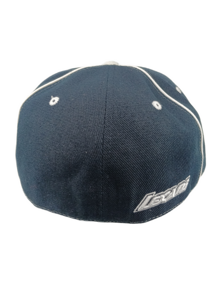 Lexani All Coast Bran White Black Pinstriped Triple Crown Side Logo & Back Print Size L Vintage Fitted Hat