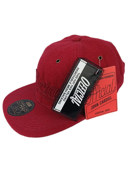 Official John Cardiel Premium Edge Burgundy Felt Red With Removable Mesh Backing Option One Size Fits All Vintage Leather Strapback Hat