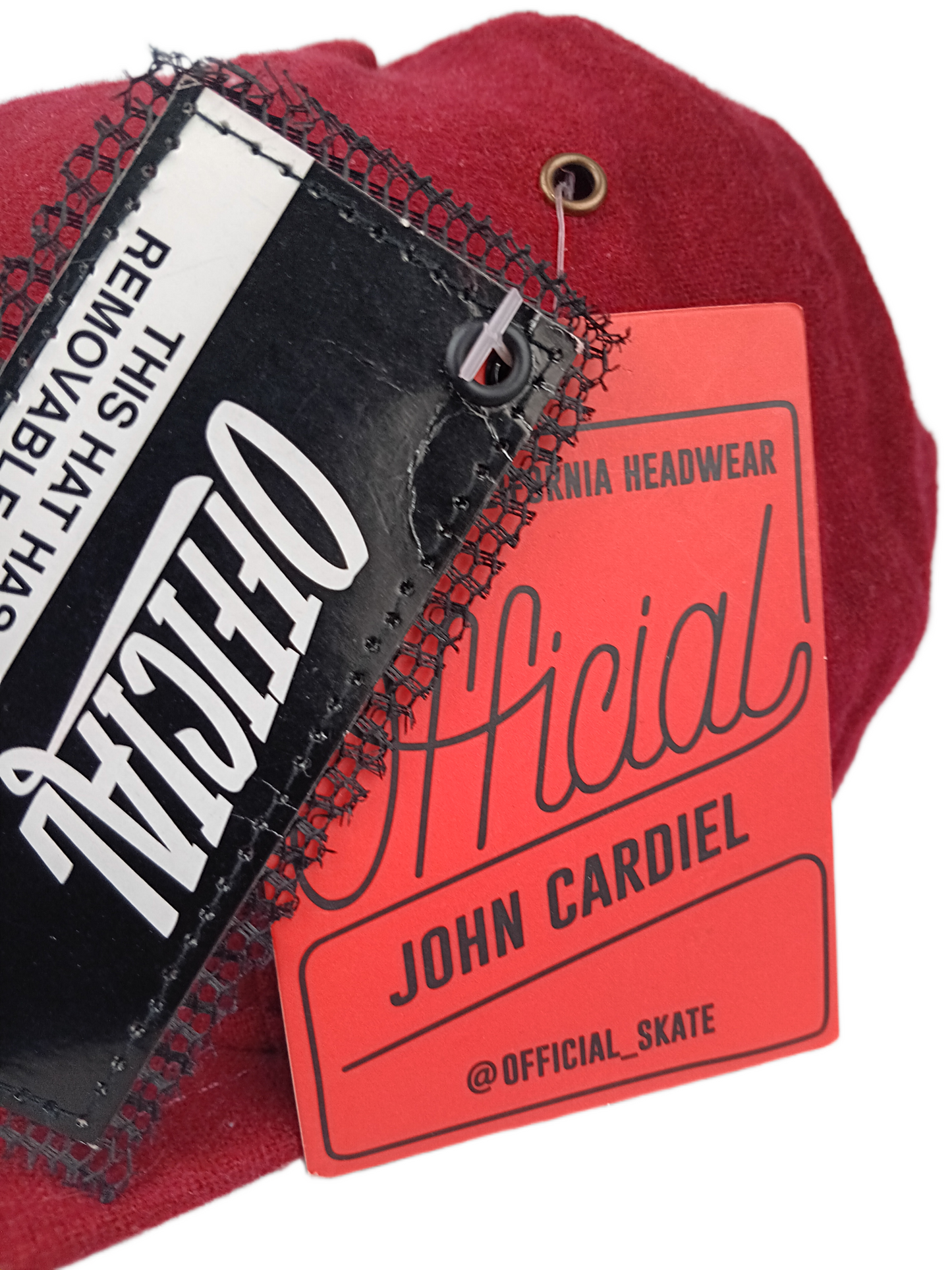 Official John Cardiel Premium Edge Burgundy Felt Red With Removable Mesh Backing Option One Size Fits All Vintage Leather Strapback Hat