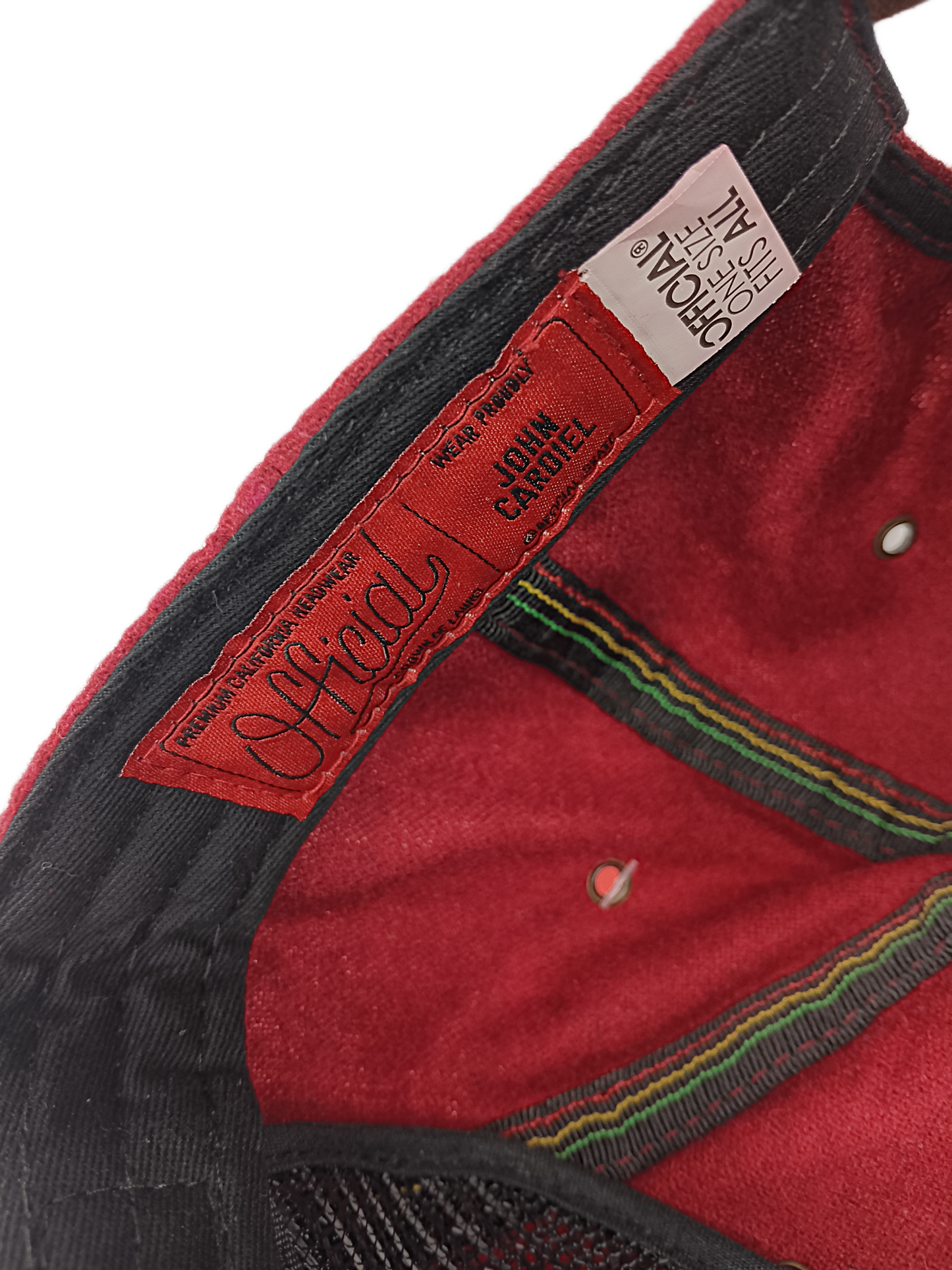 Official John Cardiel Premium Edge Burgundy Felt Red With Removable Mesh Backing Option One Size Fits All Vintage Leather Strapback Hat
