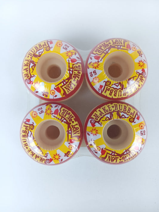 Hubba Wheels Make Hubba Not War Red Yellow White Size 52MM Vintage NOS Wheels