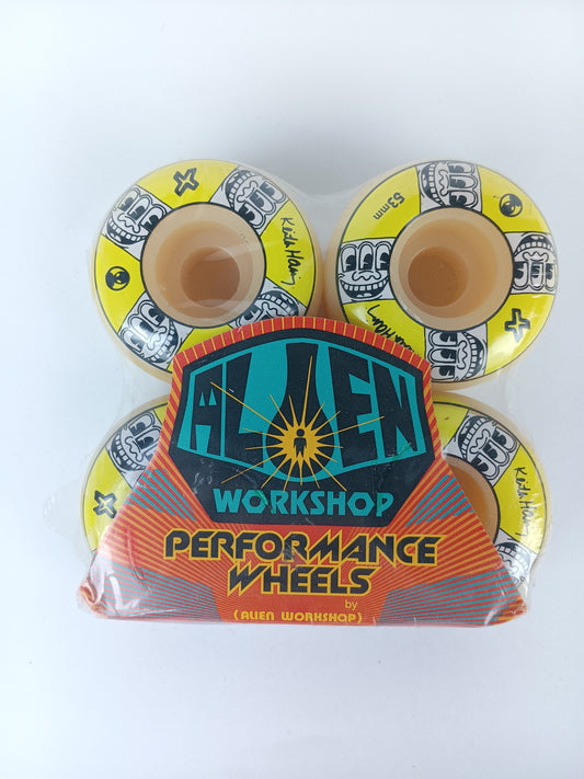 Alien Workshop Keith Haring TV Face Yellow Black White Size 53MM Vintage NOS Wheels