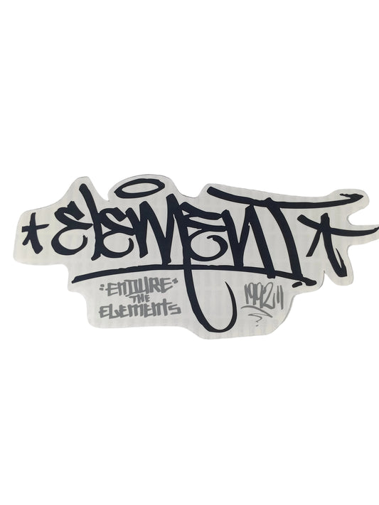 Element "Endure The Elements" Muska Graffiti Handstyle Signature Clear Black Silver 12" X 5.25" Large Vintage NOS Sticker 2000