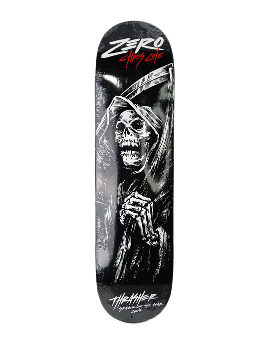 Zero X Thrasher Chris Cole Reaper Skater Of The Year 2005 Black White Red Size 7.75" Vintage NOS Deck