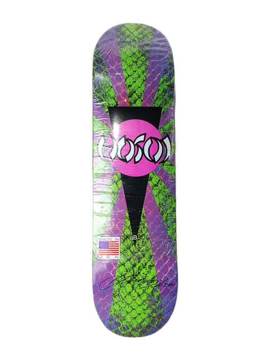Hosoi Skateboards Christian Hosoi Autographed Hammerhead Purple Green Snakeskin Size 8.0" Vintage NOS Deck