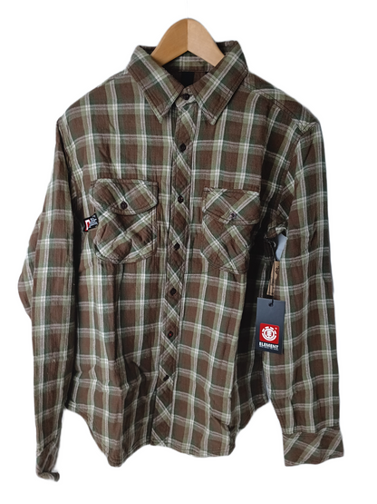 Element Chocolate Plaid Size M L/s Vintage Button Up Flannel Shirt