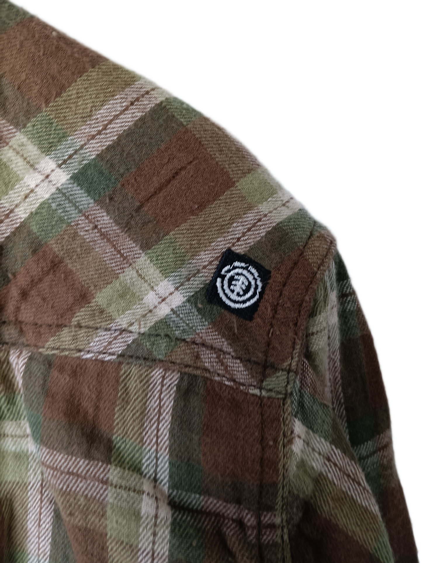 Element Chocolate Plaid Size M L/s Vintage Button Up Flannel Shirt