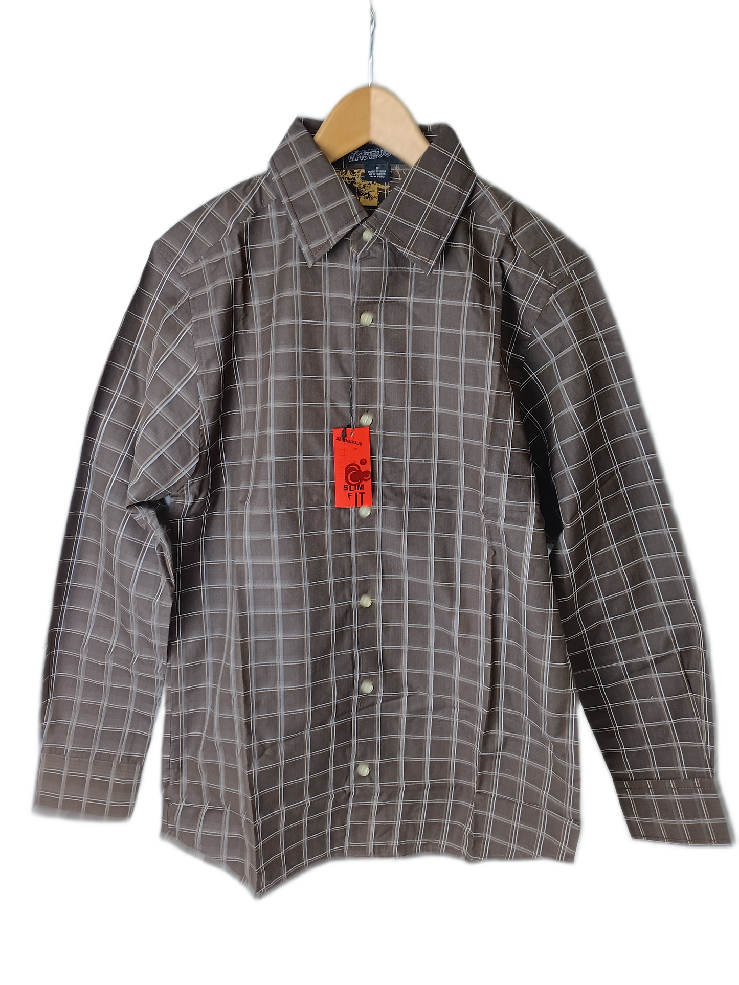 Ambiguous Apparel Cross Brown Plaid L/s Vintage Button Up Flannel