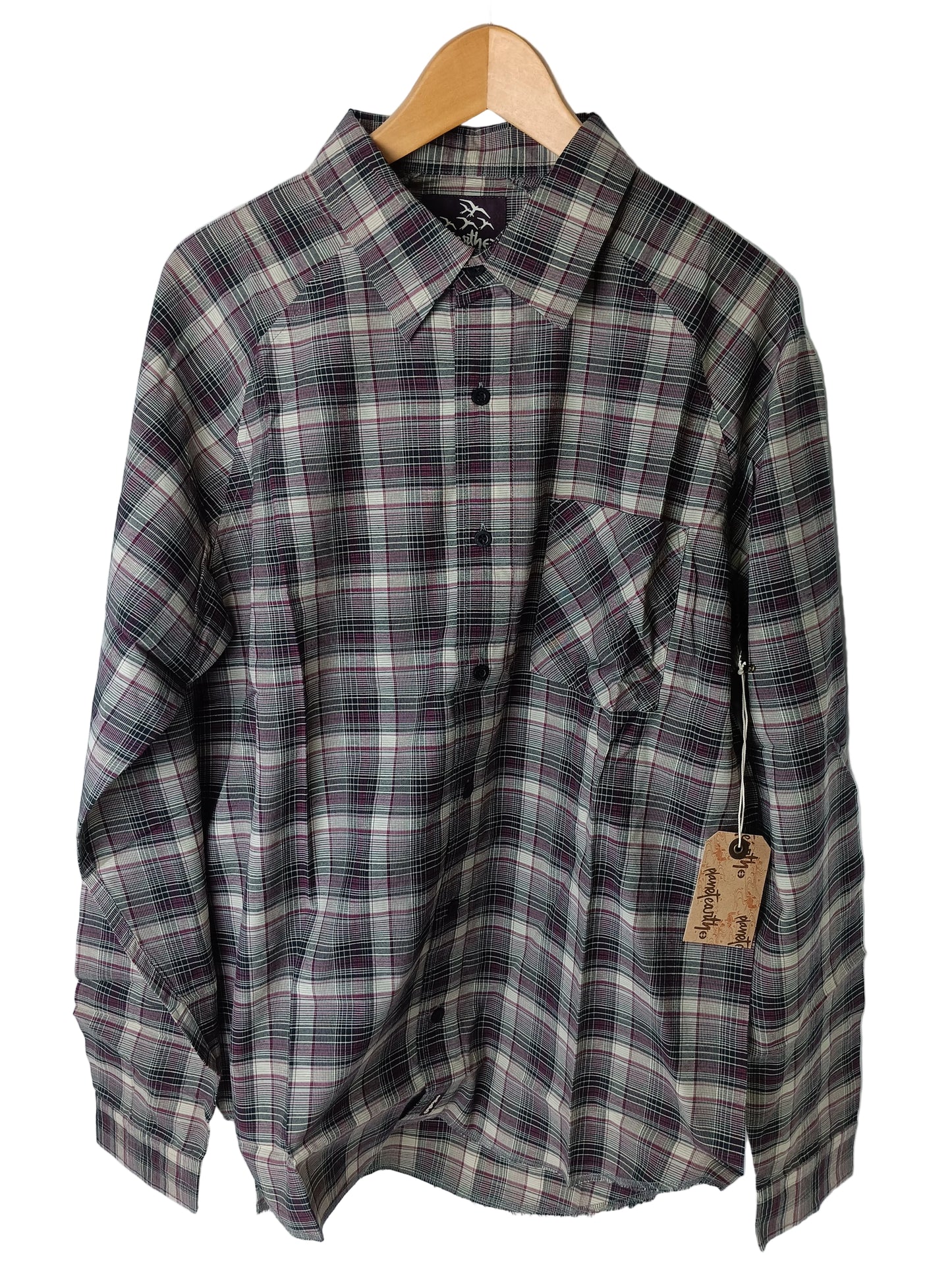 Planet Earth Apparel Montgomery Plaid Red Woven Size M L/s Vintage Button Up Shirt
