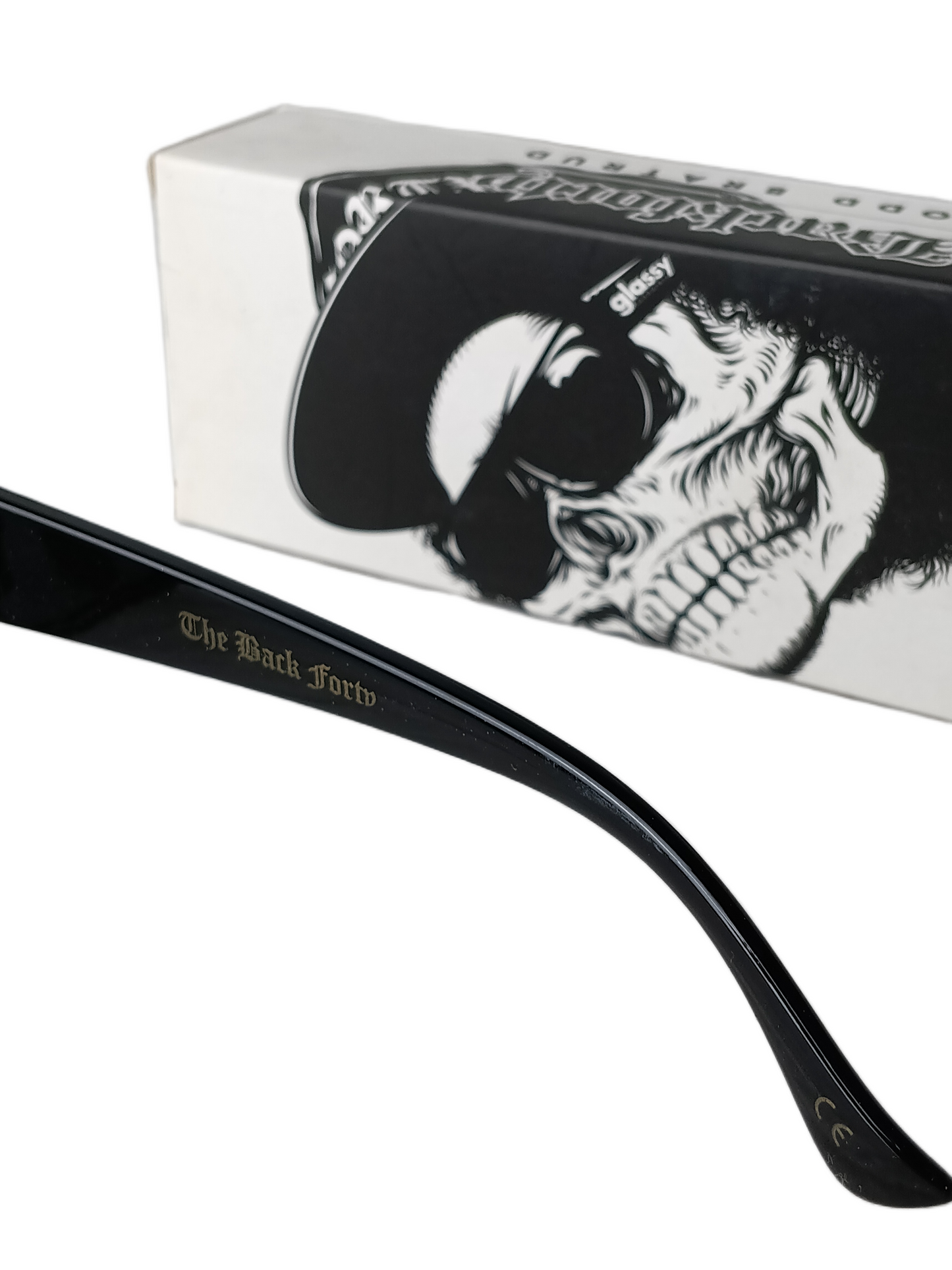 Glassy The BackForty Todd Bratrud Eazy-E Box Artwork Black Gold Vintage Sunglasses