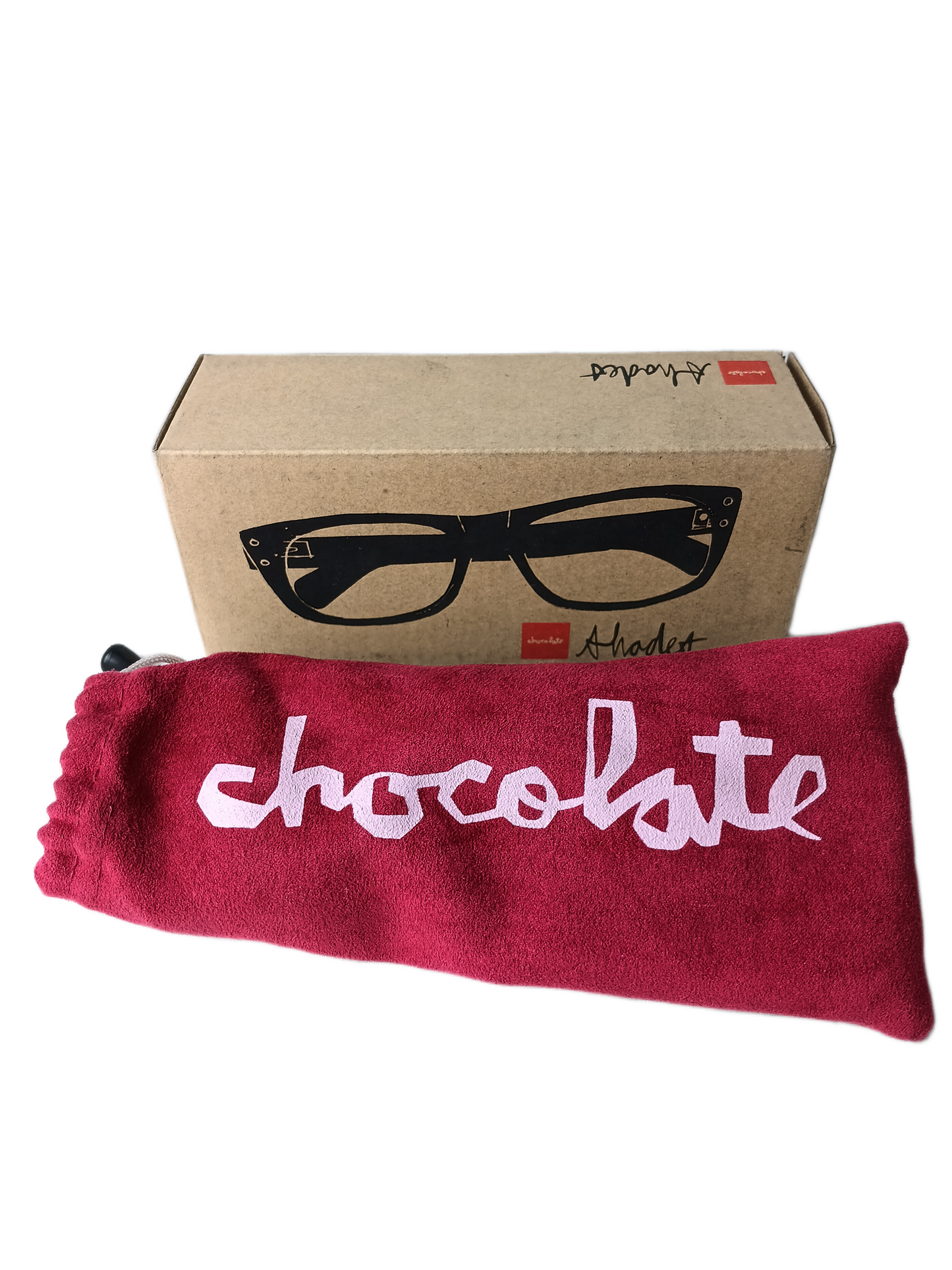 Chocolate Shades Transparent Red Chocolate Logo Vintage Sunglasses