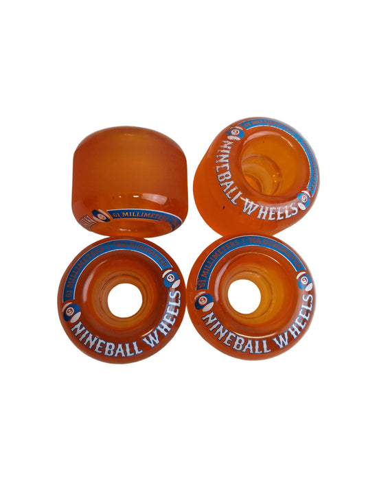 Sector 9 Nineball Wheels Clear Orange Size 61MM 78A Duro Vintage NOS Cruiser Wheels