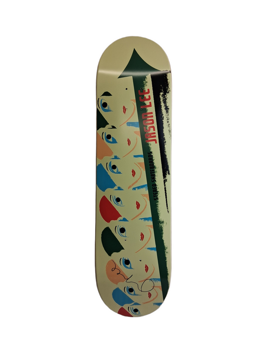 Stereo Jason Lee Autographed Faces Off White Green Multi Size 8.25" Vintage NOS Autographed Deck