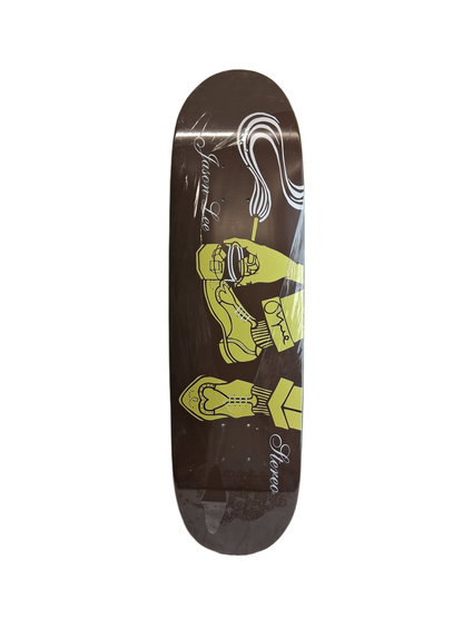 Stereo Jason Lee Autographed Shoes Screen Printed Graphic Brown Yellow White Size 8.75" Vintage NOS Autographed Reissue Shaped Deck