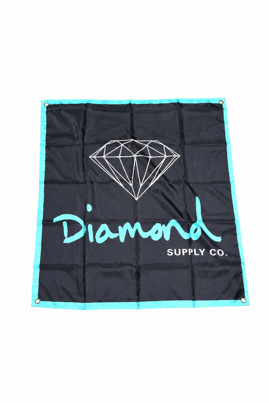 Diamond Supply Co. Black Turquoise White Large Diamond Logo Size 36 X 38 Vintage Dealers Only Banner