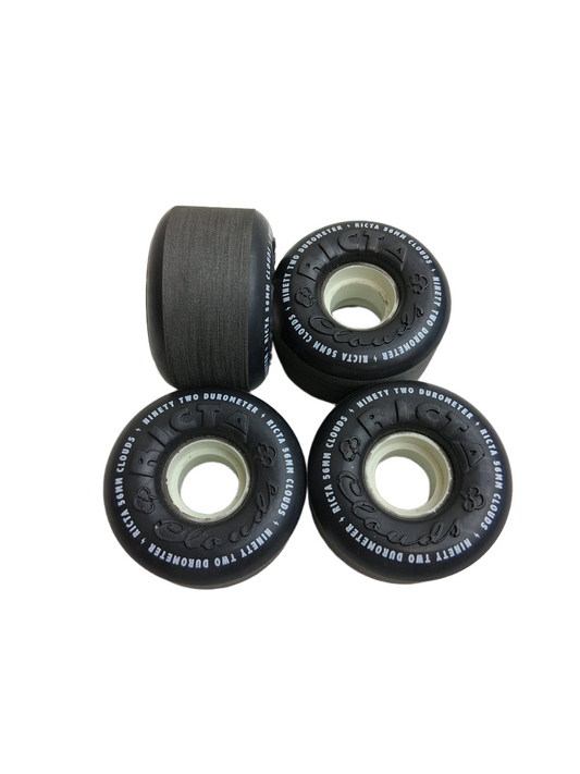 Ricta Ricta Clouds Black White Cored Size 56MM 92A Duro Vintage NOS Cruiser/Filmer Wheels