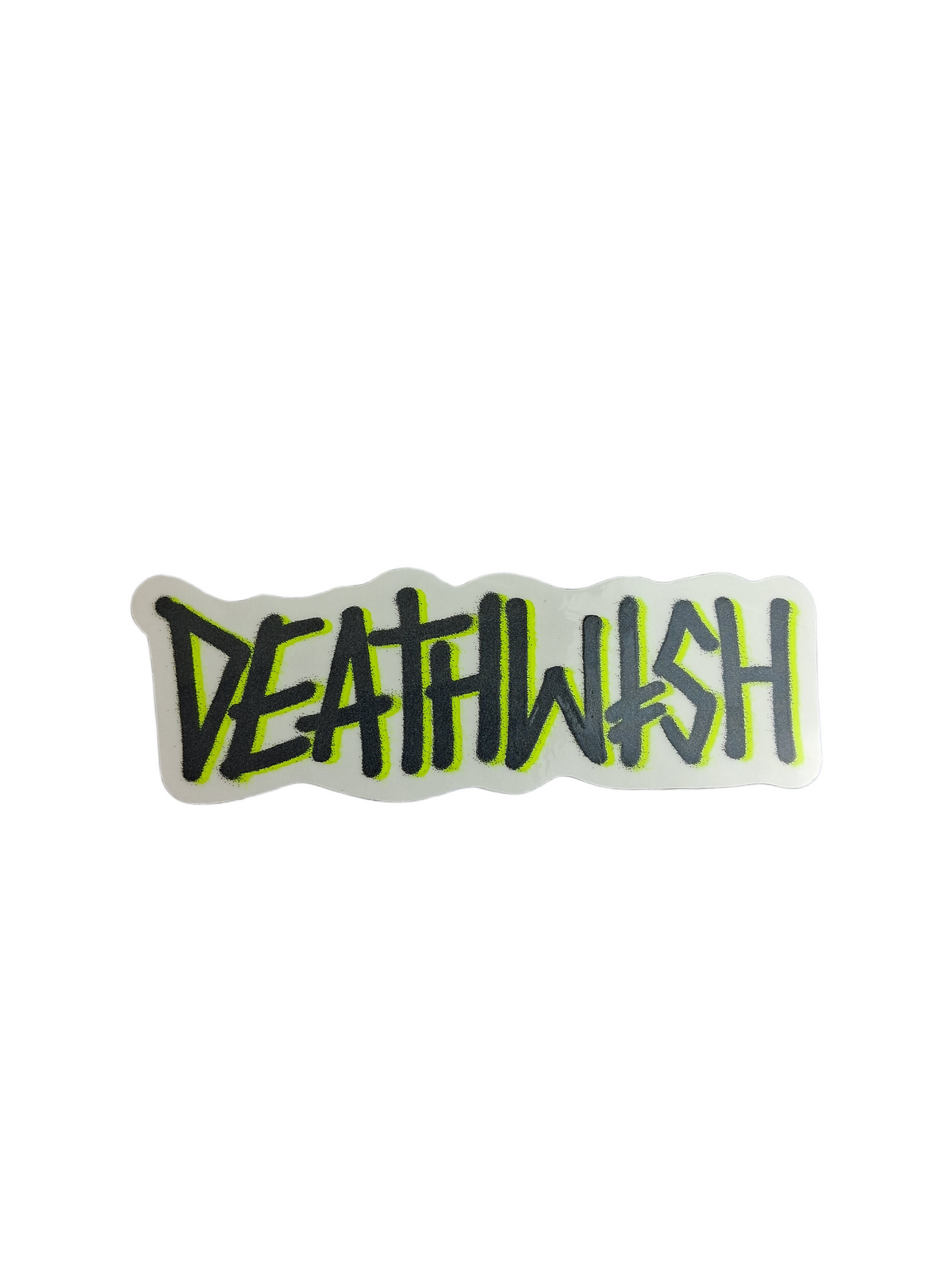 Deathwish Deathwish Spray Clear Sparkle Black Yellow 6.4" X 2" Vintage NOS Sticker