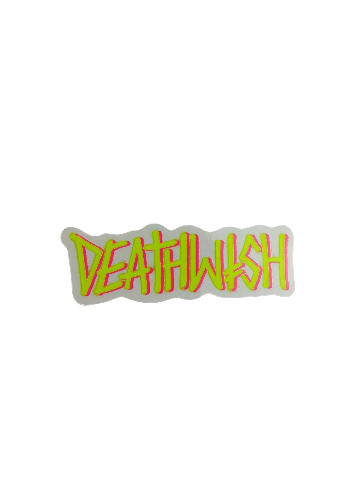 Deathwish Deathwish Spray Clear Neon Yellow Pink 6.4" X 2" Vintage NOS Sticker
