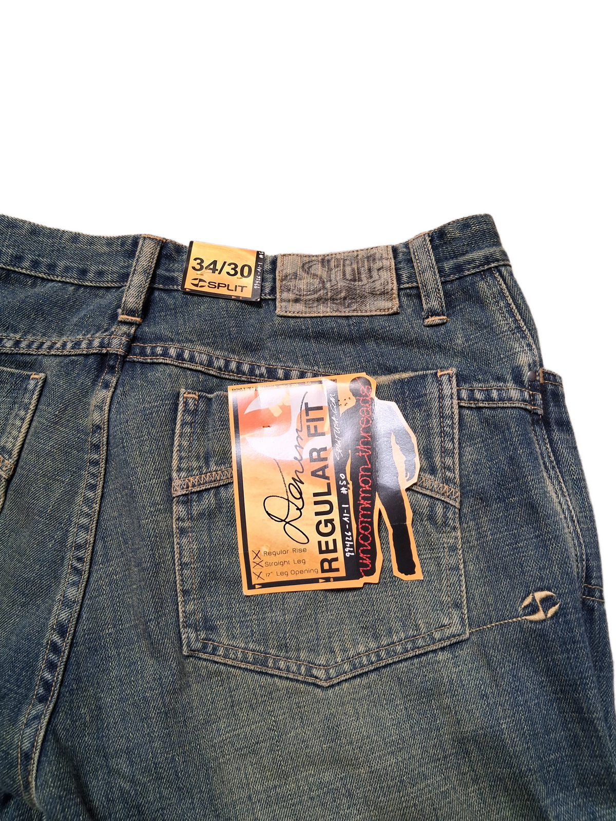 Split Split USA Splicer KHK Size 34 W 30 L Vintage Regular Fit Straight Leg Vintage Denim Blue Jeans