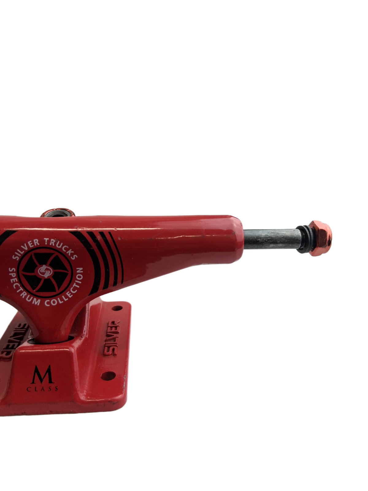 Silver M Class Spectrum Hollow Kingpin Red Anodized White Size 8.25" Vintage NOS Trucks