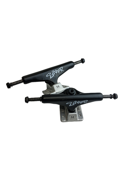 Silver M Class Team Blackout Graffiti Handstyle Hollow Kingpin Black White Silver Size 8.0" Vintage NOS Trucks