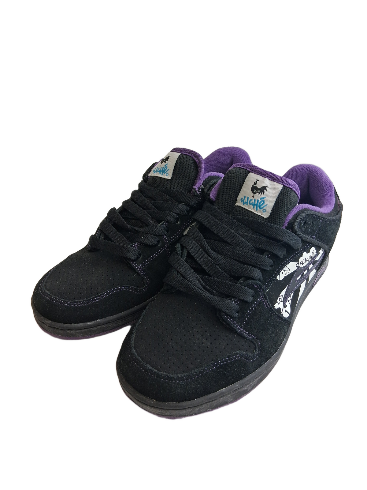 Lakai X Cliche X DVS JJ Rousseau French Connection Gallic Rooster Black Purple Turquoise US Mens Size 9 Vintage NOS Sample Shoes