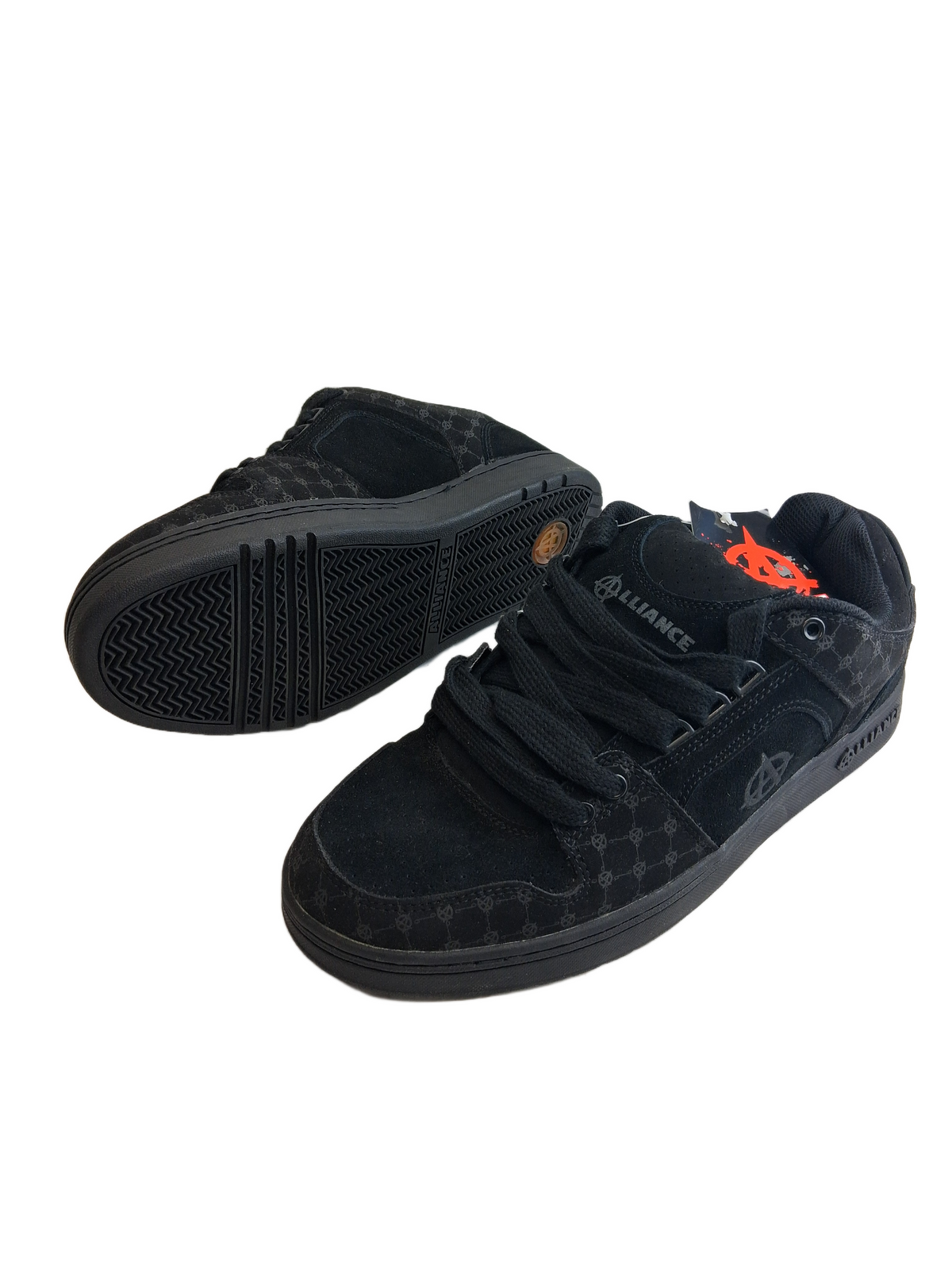 Alliance Skateboarding Footwear LV Louis Vuitton Print Black Black US Mens Size 10.5 Vintage Shoes