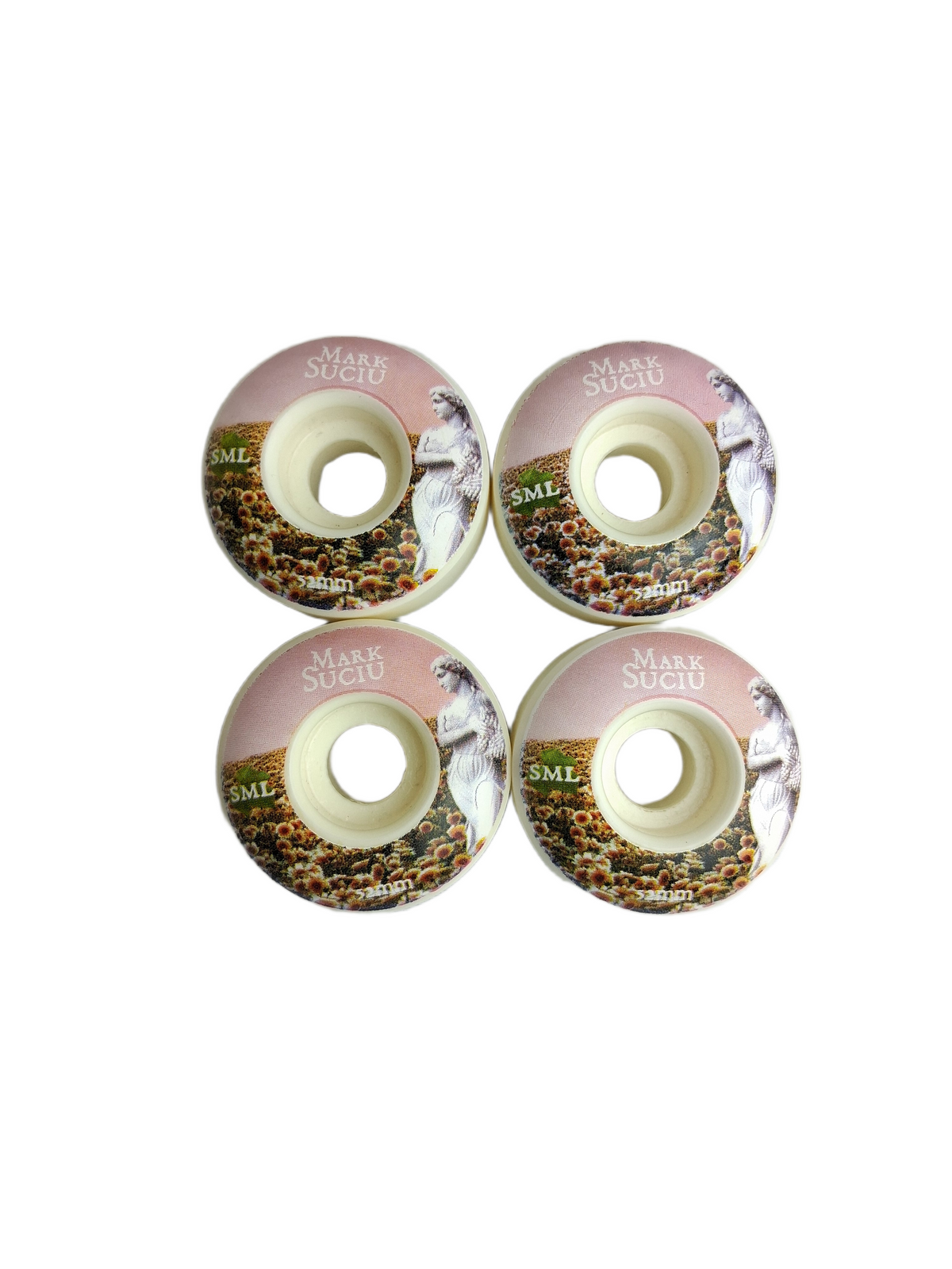 SML Mark Suciu Sculpture Garden Pink White Green Size 52MM Vintage NOS Wheels