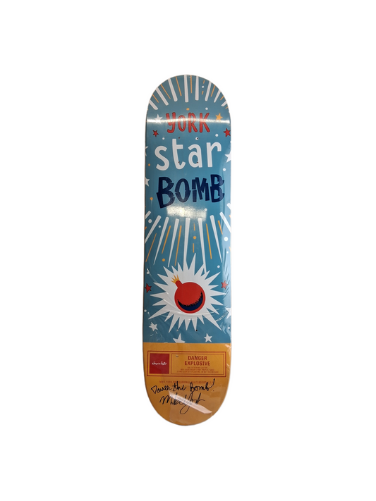 Chocolate Mike York Autographed Star Bomb Size 7.5" Vintage NOS Autographed Deck