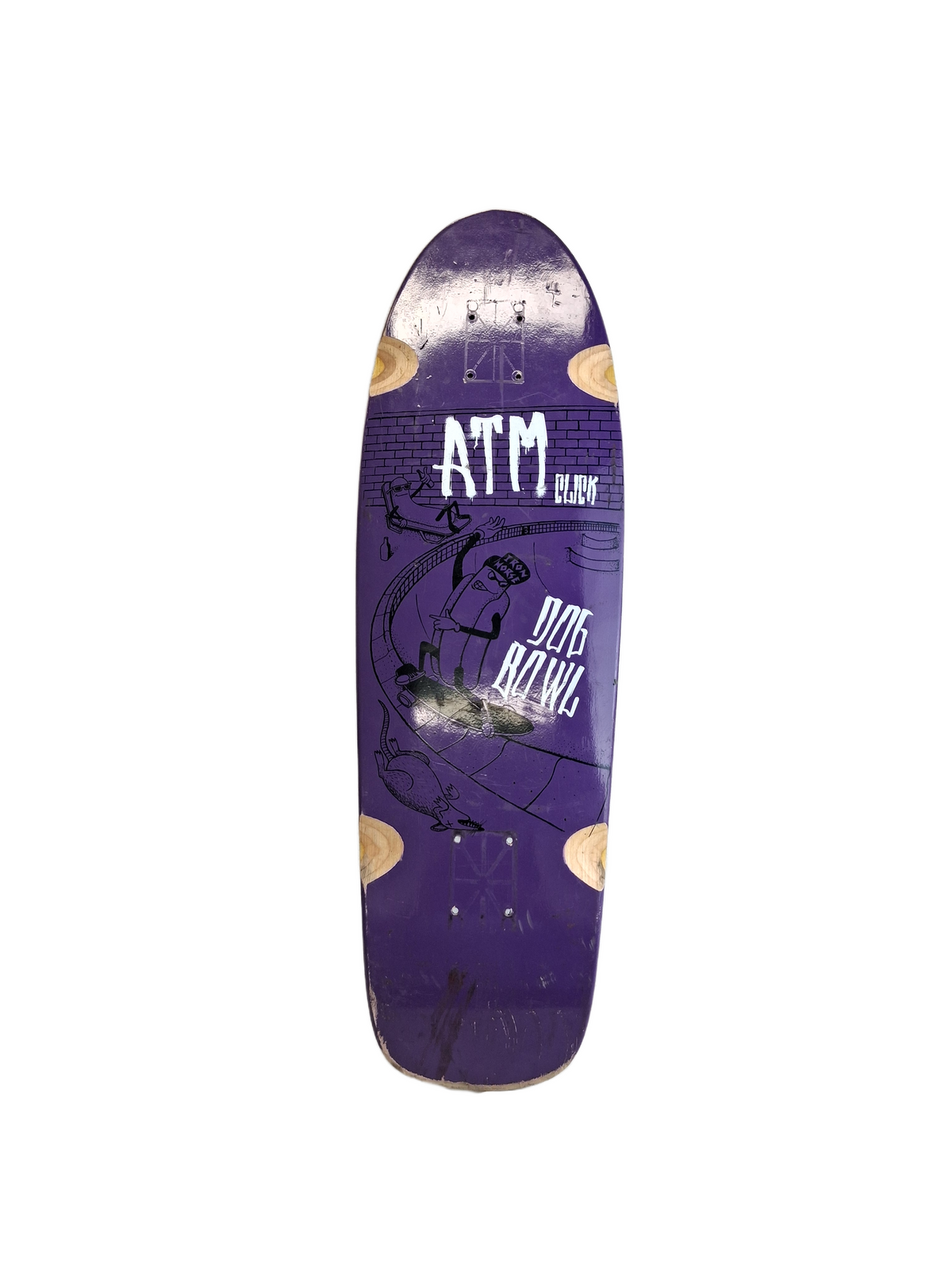 ATM Click Dog Bowl Black Purple White Size 9.0" Vintage NOS Shaped  Pre Gripped Deck