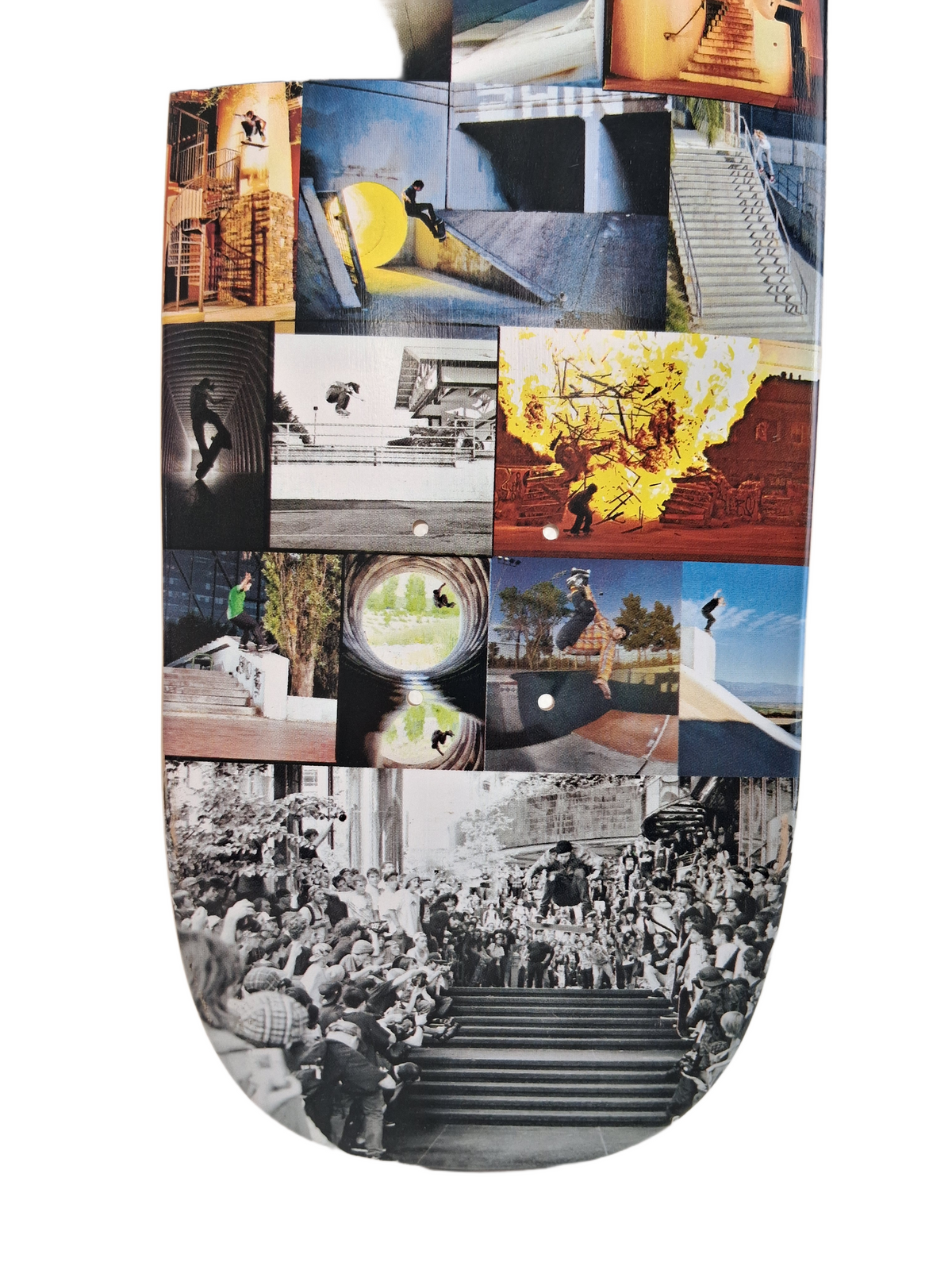 The Skateboard Mag Photo Collage #1 White Multie Size 8.5" Vintage NOS Shaped Deck