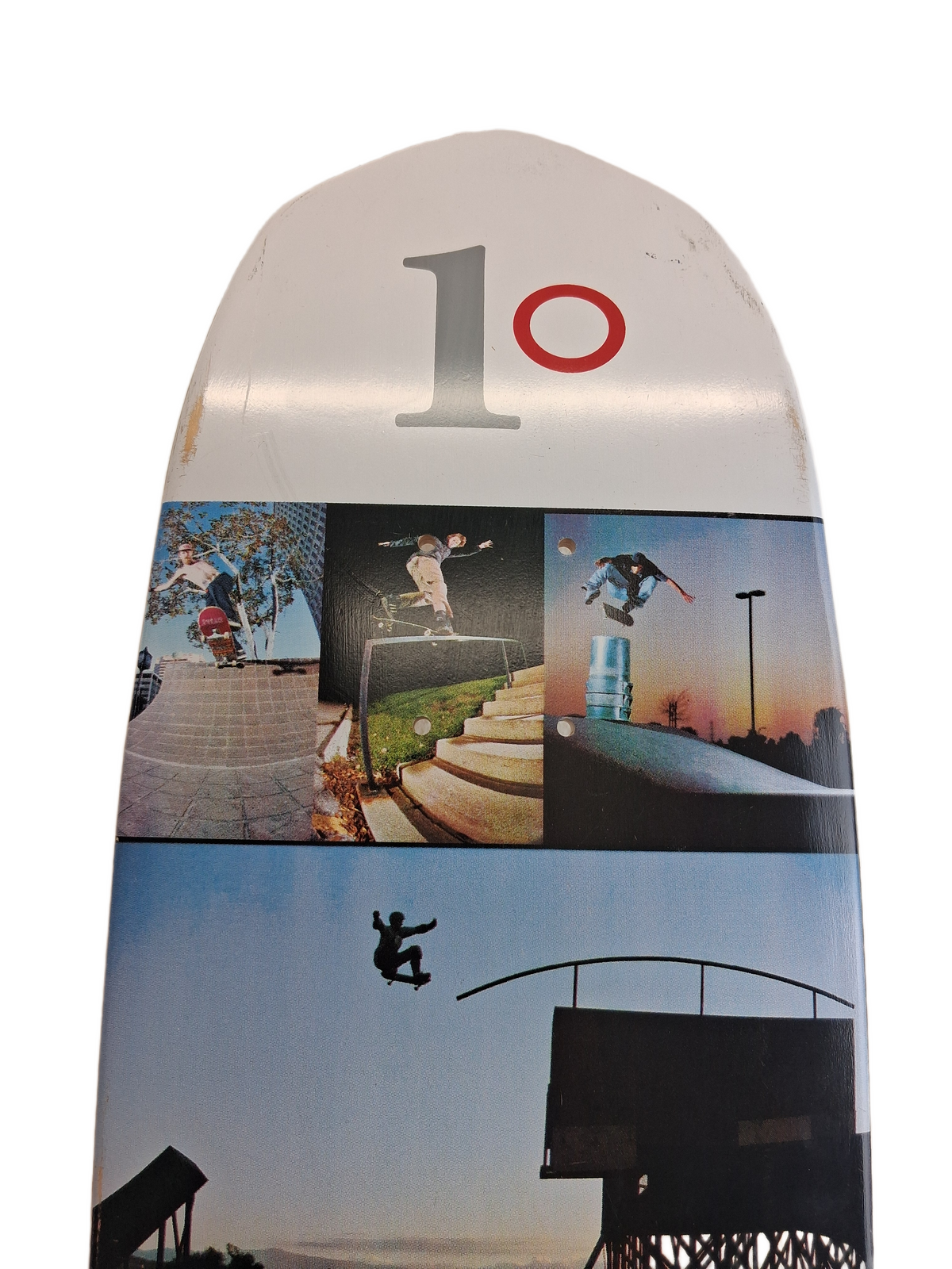 The Skateboard Mag Photo Collage #1 White Multie Size 8.5" Vintage NOS Shaped Deck