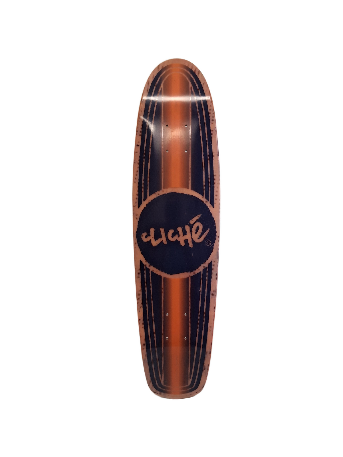 Cliché Resin-7 Bamboo Slickbottom Team Logo Purple Blue Size 7.7" Vintage NOS Shaped Cruiser Deck