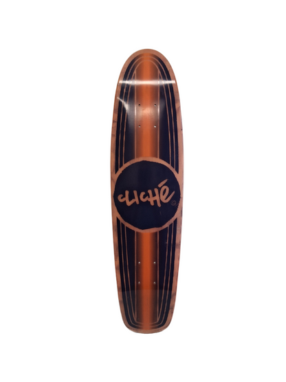 Cliché Resin-7 Bamboo Slickbottom Team Logo Purple Blue Size 7.7" Vintage NOS Shaped Cruiser Deck