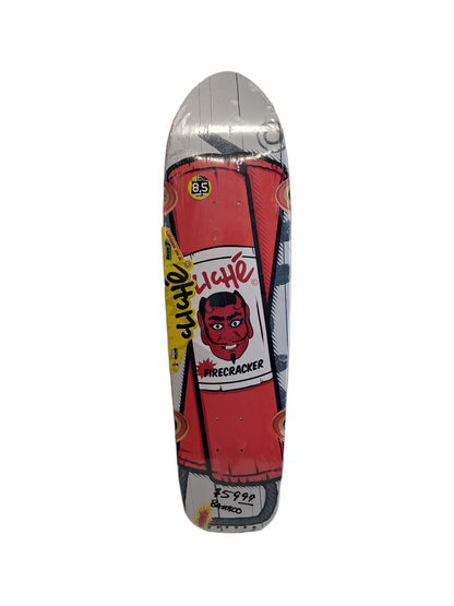 Cliché Firecracker Cruiser Red White Grey Size 8.5" Vintage NOS Shaped Cruiser Deck