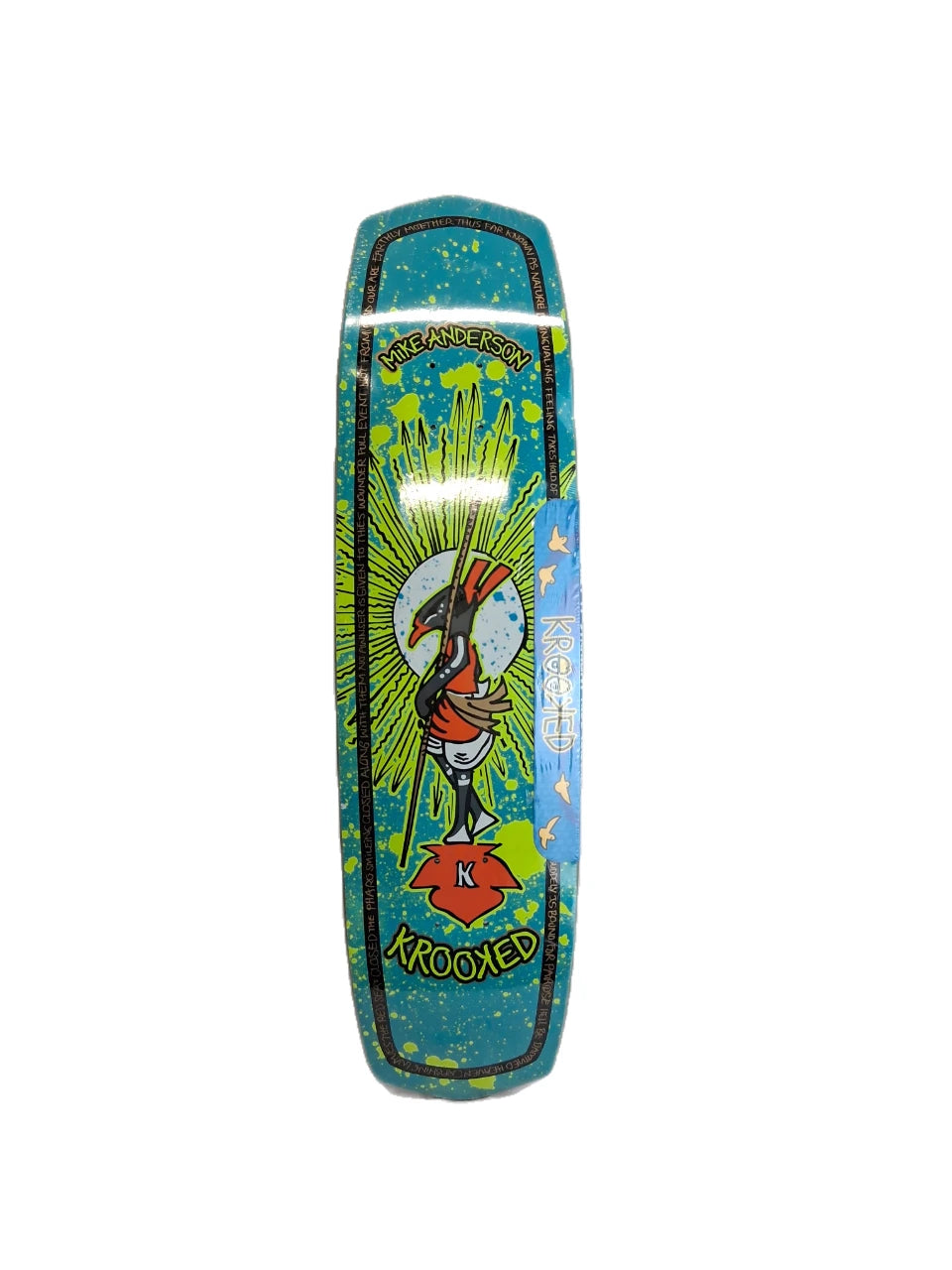 Krooked Mike Anderson Original Helios Turquoise Green Gold Foil Size Size 8.625" X 32.125" Vintage NOS Shaped Cruiser Deck