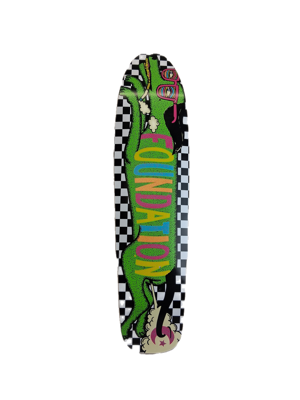 Foundation Hot Diggity Black White Checks Multi Size 8.25" X 32.5" Vintage NOS Double Drilled Adjustable Wheelbase Shaped Cruiser Deck
