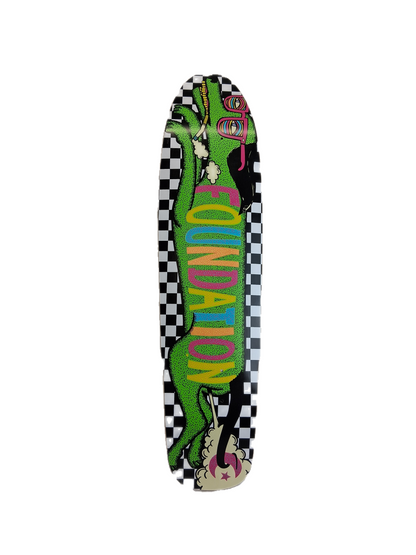 Foundation Hot Diggity Black White Checks Multi Size 8.25" X 32.5" Vintage NOS Double Drilled Adjustable Wheelbase Shaped Cruiser Deck