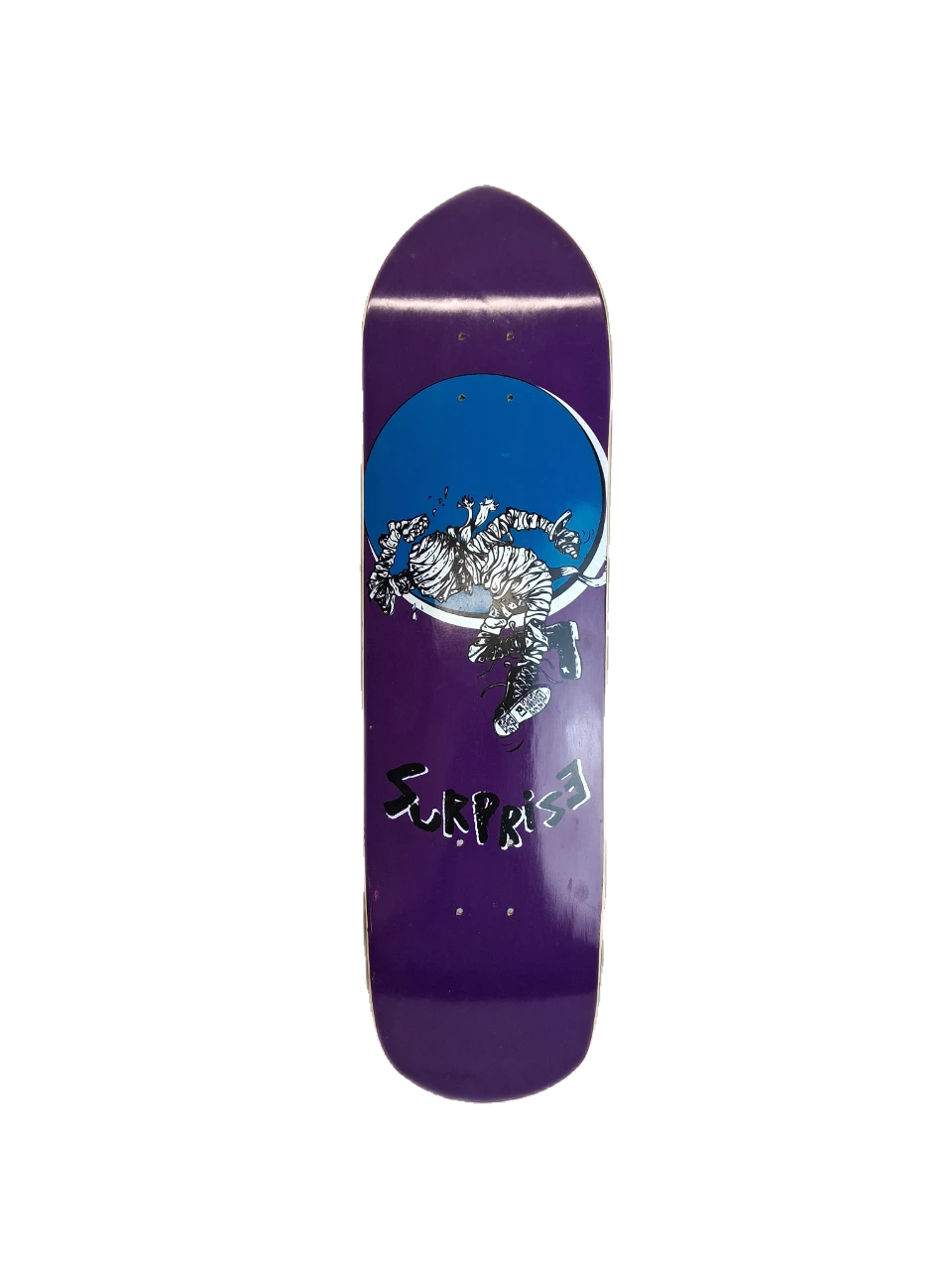 Surprise Mummy Purple White Black Size 8.5" Vintage NOS Silkscreened Shaped Deck