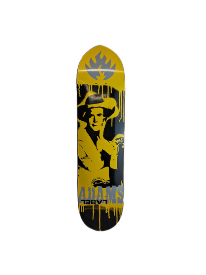 Black Label Jason The Kid Adams Cowboy Spray Drips Yellow Silver Black Size 8.0" Vintage NOS Punk Point Shaped Deck