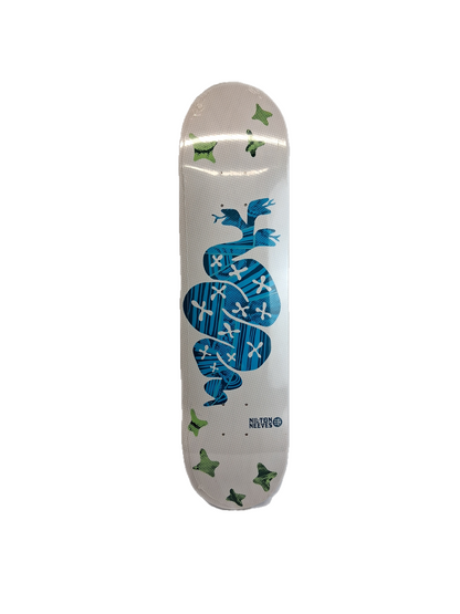 Rasa Libre Nilton Neves 2 Headed Snake White Turquoise Green Size 7.75" Vintage NOS Deck