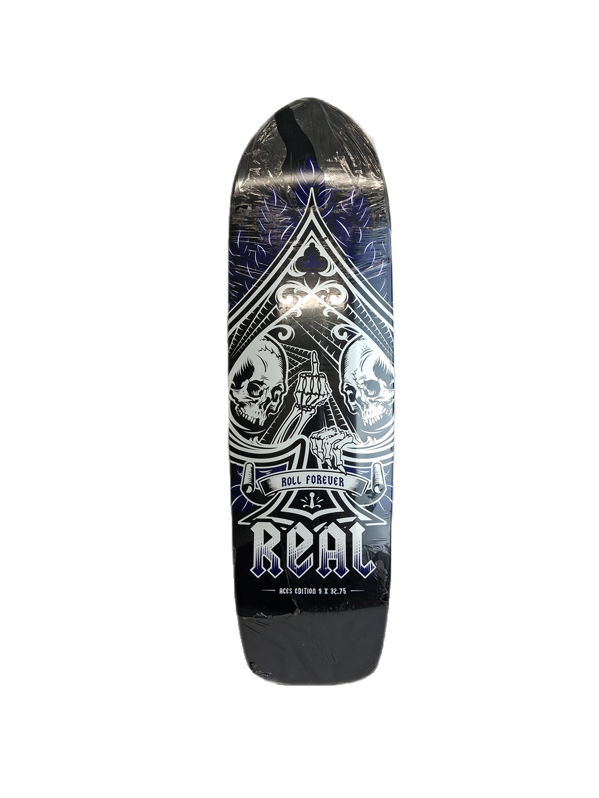 Real Aces Edition Blue White Black Size 9.0" X 32.75" Vintage NOS Deck