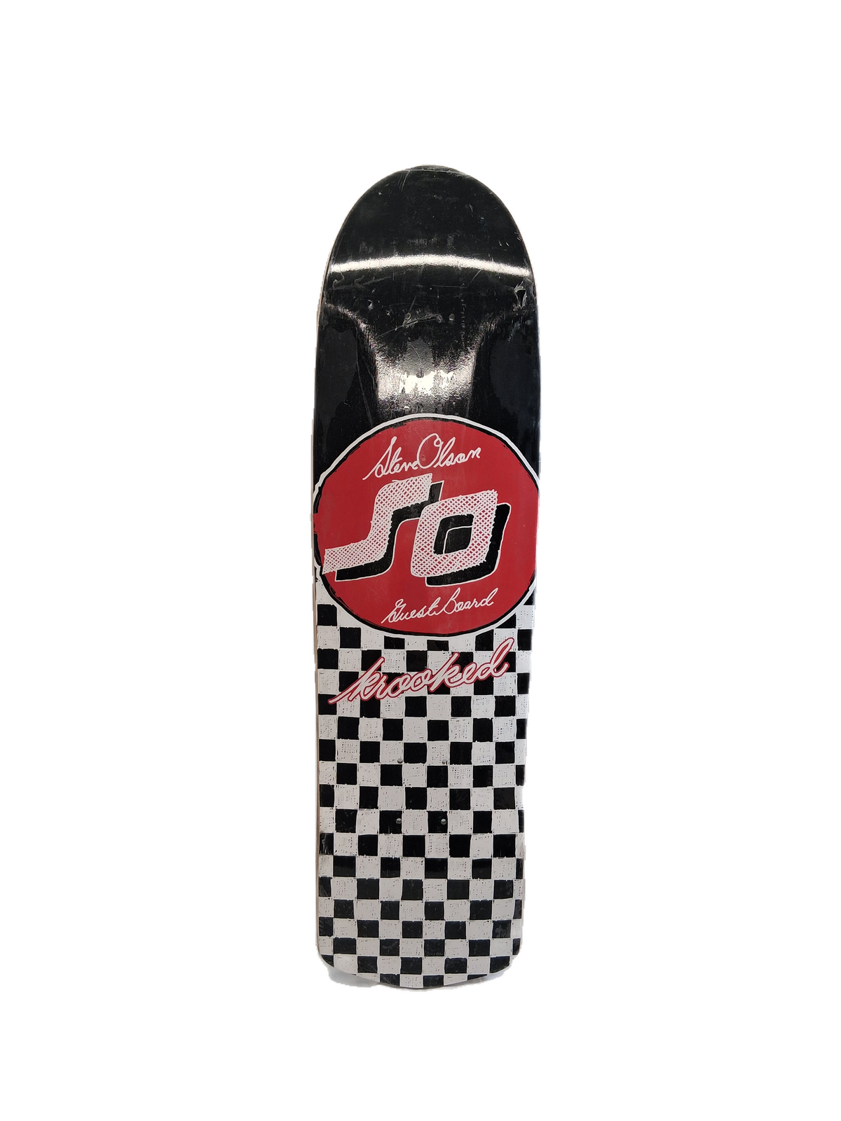 Krooked Steve Olson Guest Board SC Checks Black White Red Size 8.75" Vintage NOS Shaped Deck #33/250 Produced