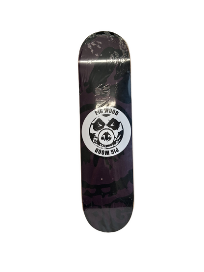 Pig Pig Wood Skull Purple Black White Size 8.0" Vintage NOS Deck