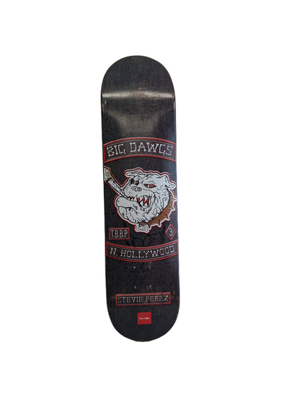 Chocolate Stevie Perez Flaco Big Dawgs 20 Year Anniversary Black Grey Red Autographed Personalized Size 8.0" Vintage NOS Autographed Deck