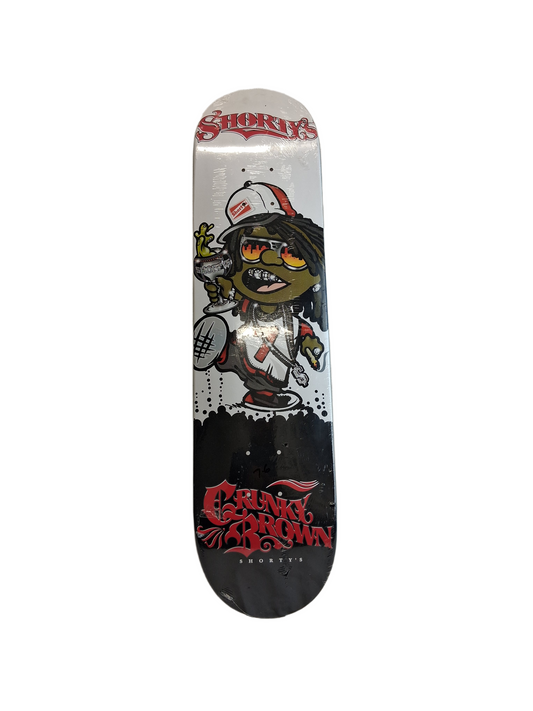 Shorty's Crunky Brown Black White Red Multi Size 7.6" Vintage NOS Deck