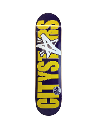 City Stars Lakers Purple Gold Yellow Silver Size 8.0" Vintage NOS Deck