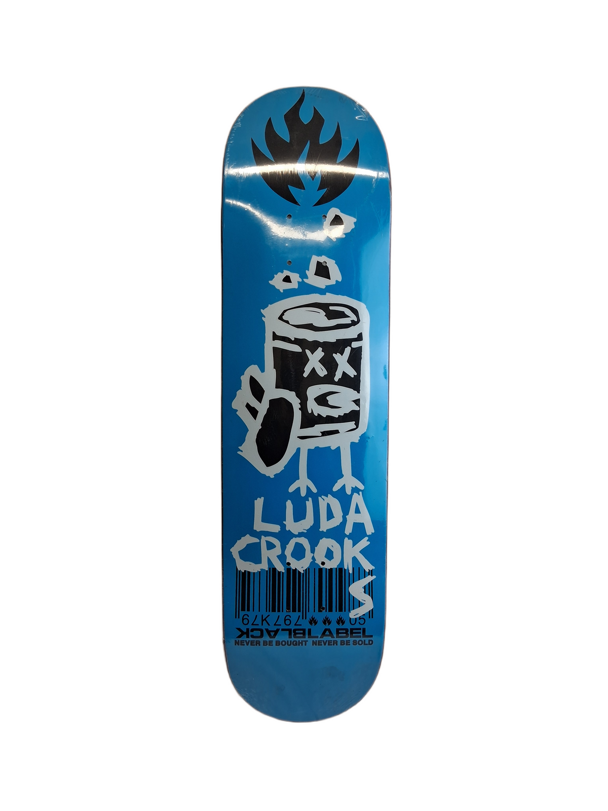 Black Label Chet Childress Luda Crooks Beer Can Bird Blue Black White Size 7.9" Vintage NOS Deck