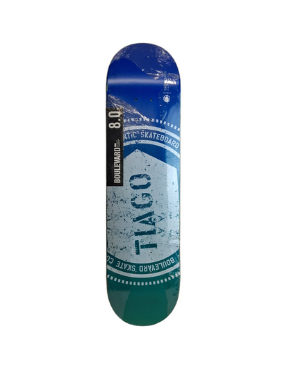 Boulevard Tiago Lemos Pro Model Blue White Turquoise Size 8.0" Vintage NOS Deck